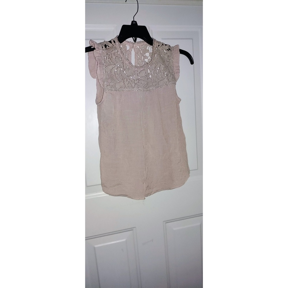 Mine Tan Embroidered Top Size M